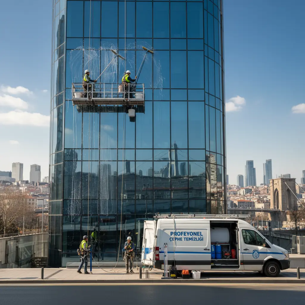 Profesyonel temizlik ekibi ofis temizliği yapıyor